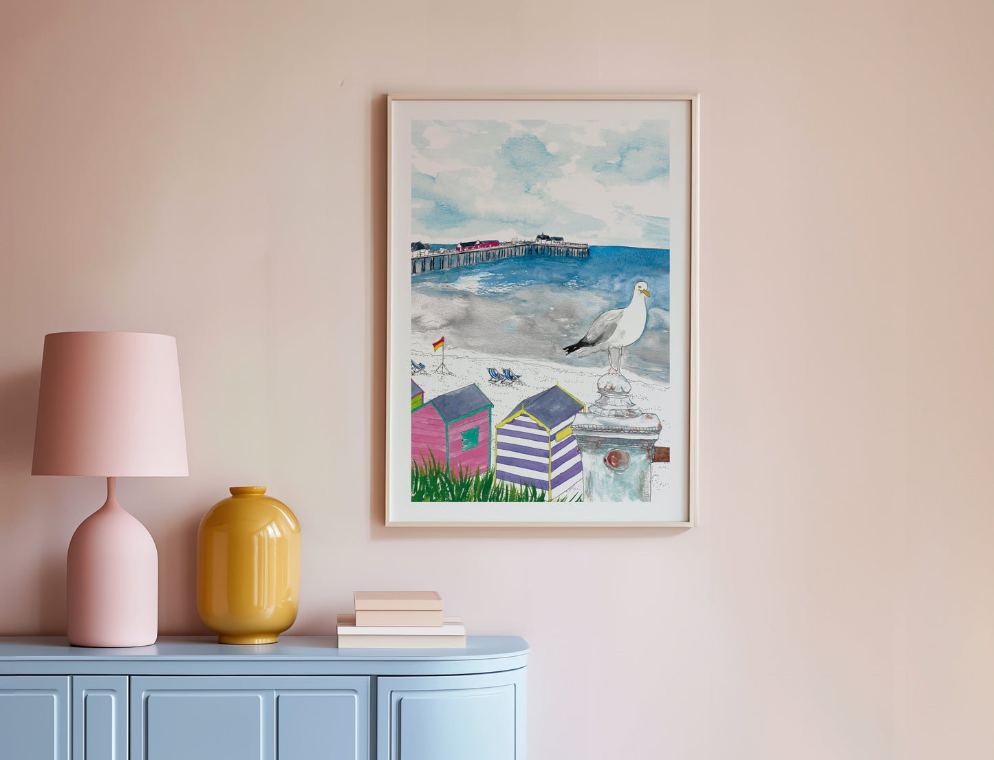 British Coastal Town Life Art Print